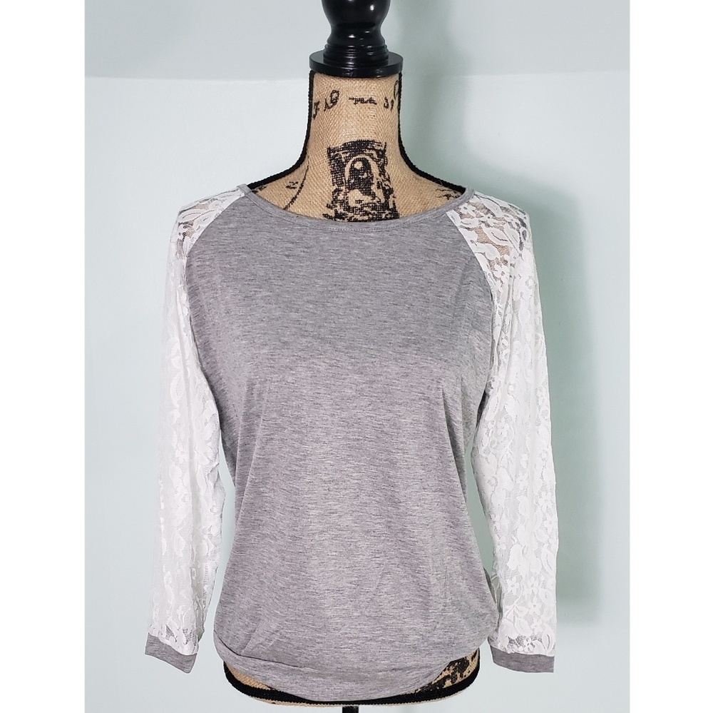 Crochet Long Sleeve Open Back Shirt